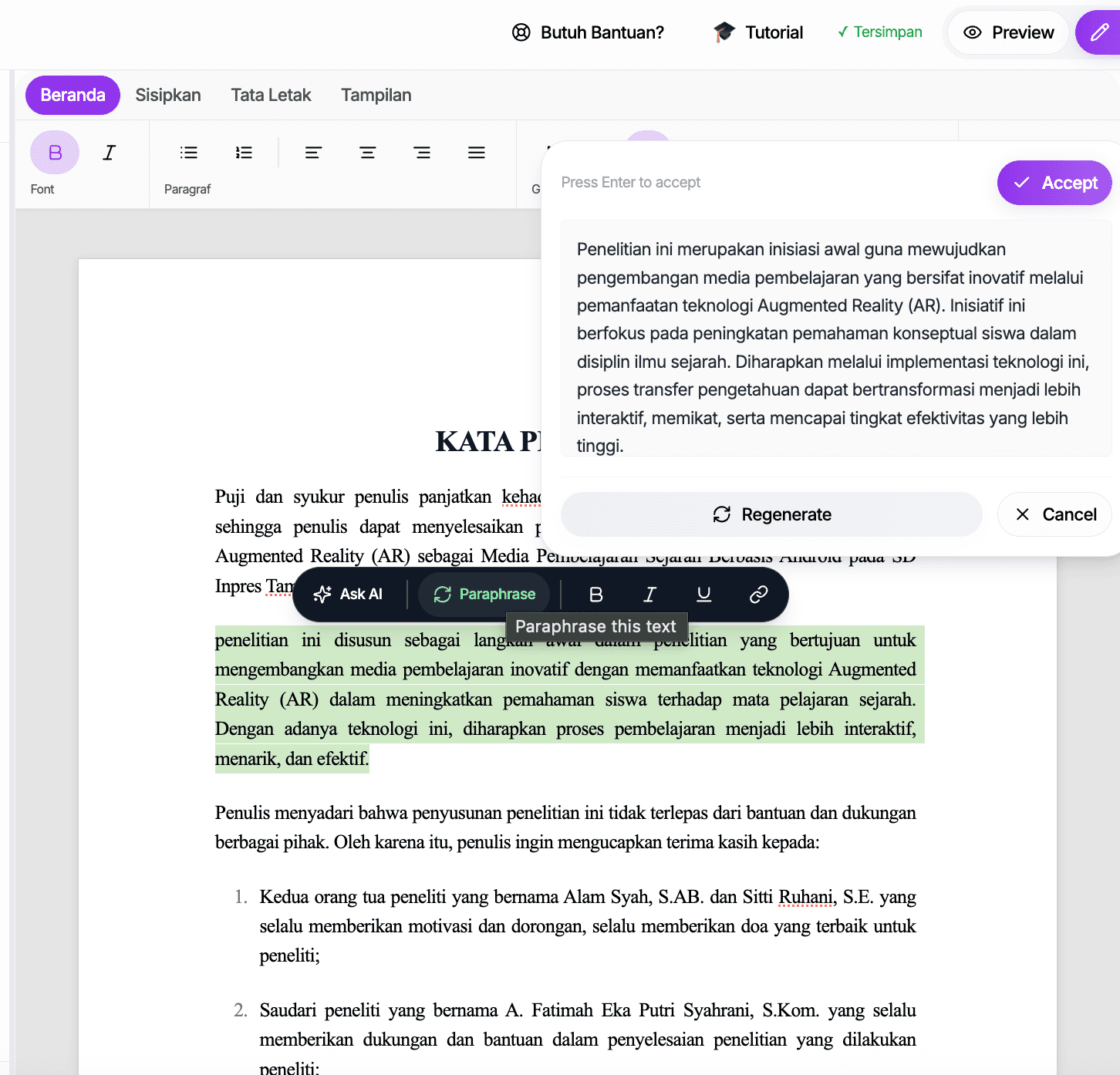 Parafrase Semudah Kedipan Jari